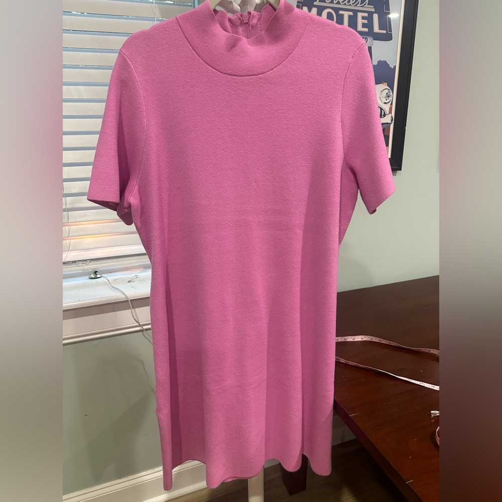 Anthropologie XL Vibrant Pink Purple Knit Dress 14 16 Mock Neck Turtleneck Clean